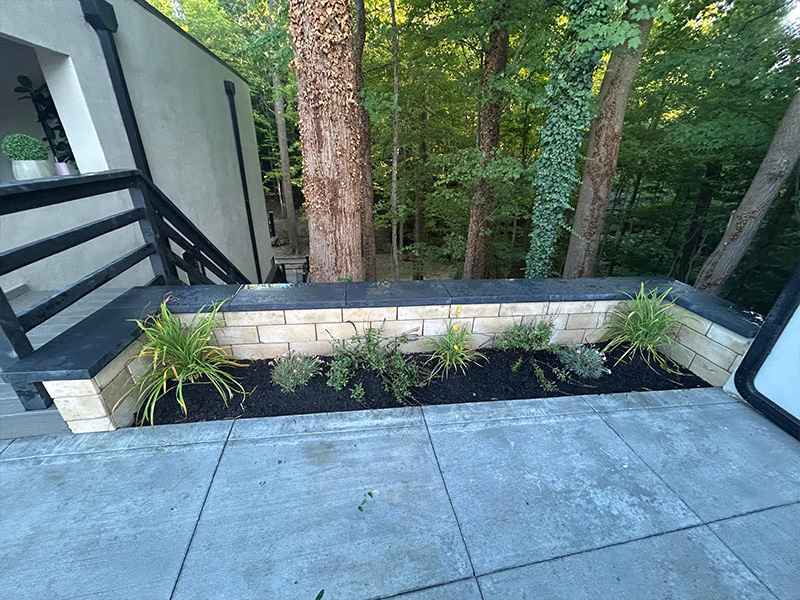 Stone bench installation in Gates Mills, OH
